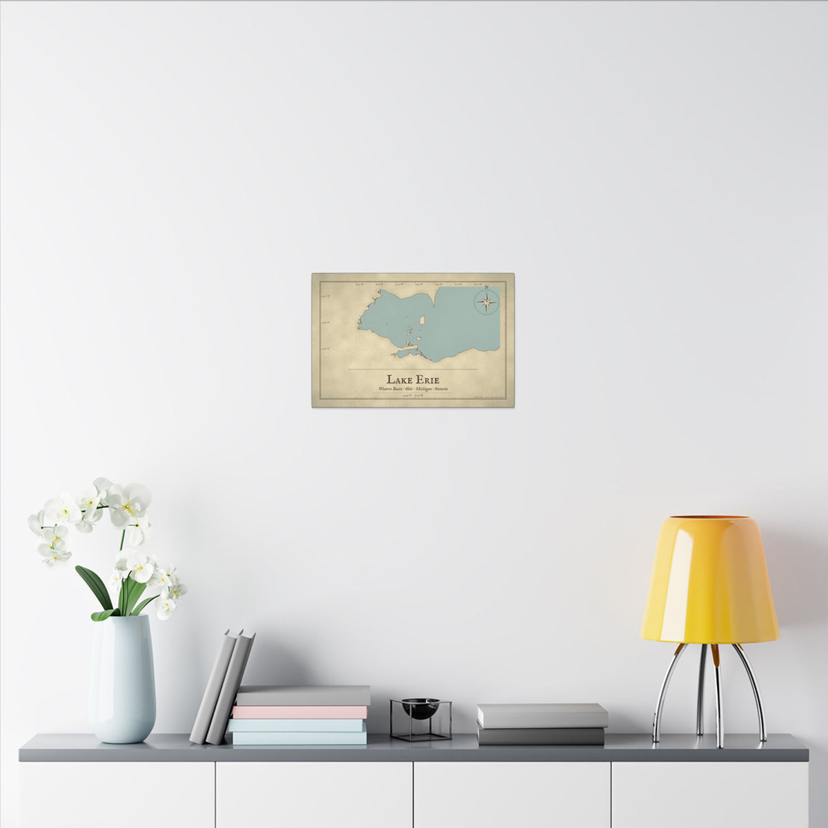 Lake Erie Western Basin Vintage Map canvas wall art, view 6