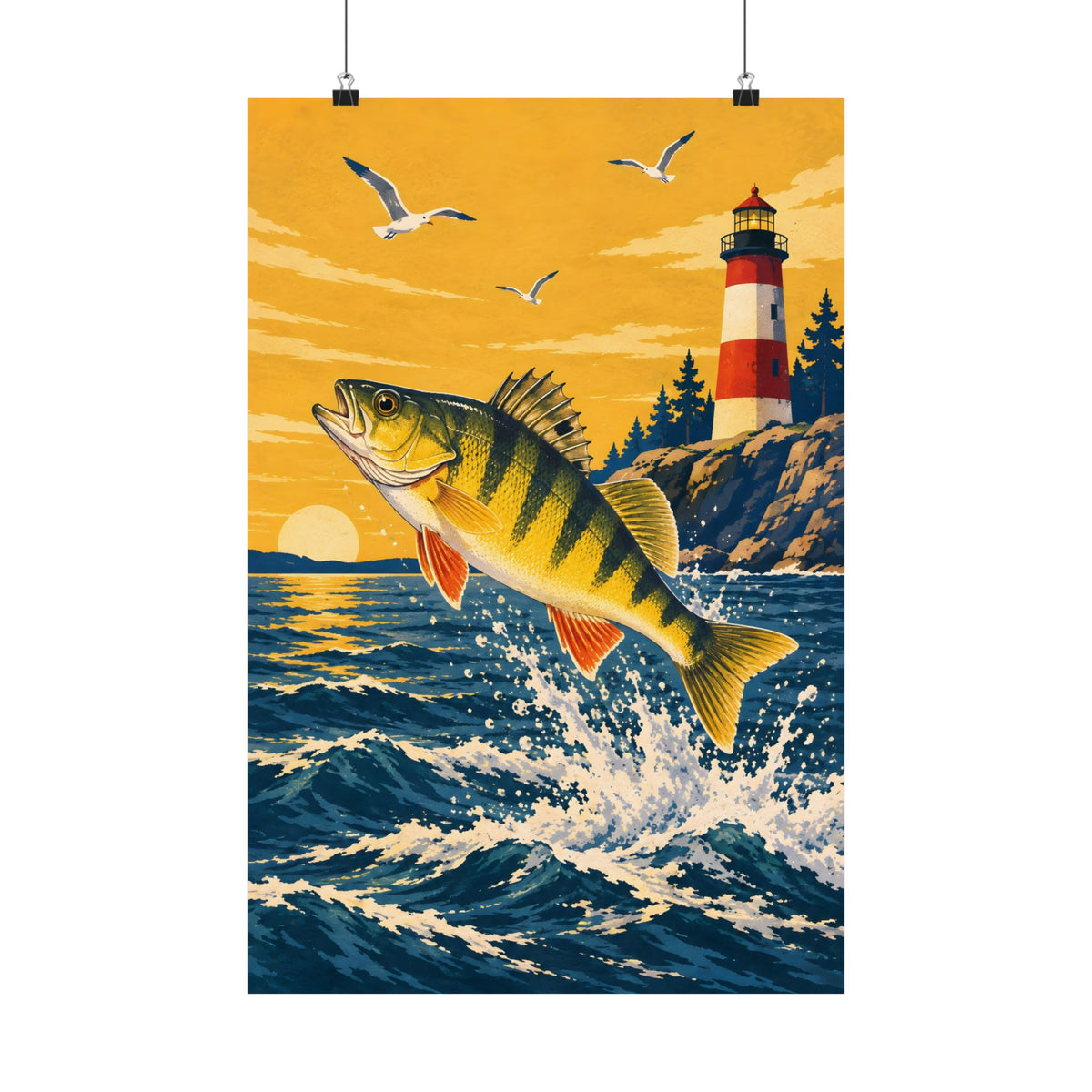 Great Lakes Lighthouse Yellow Perch poster wall art, view 3