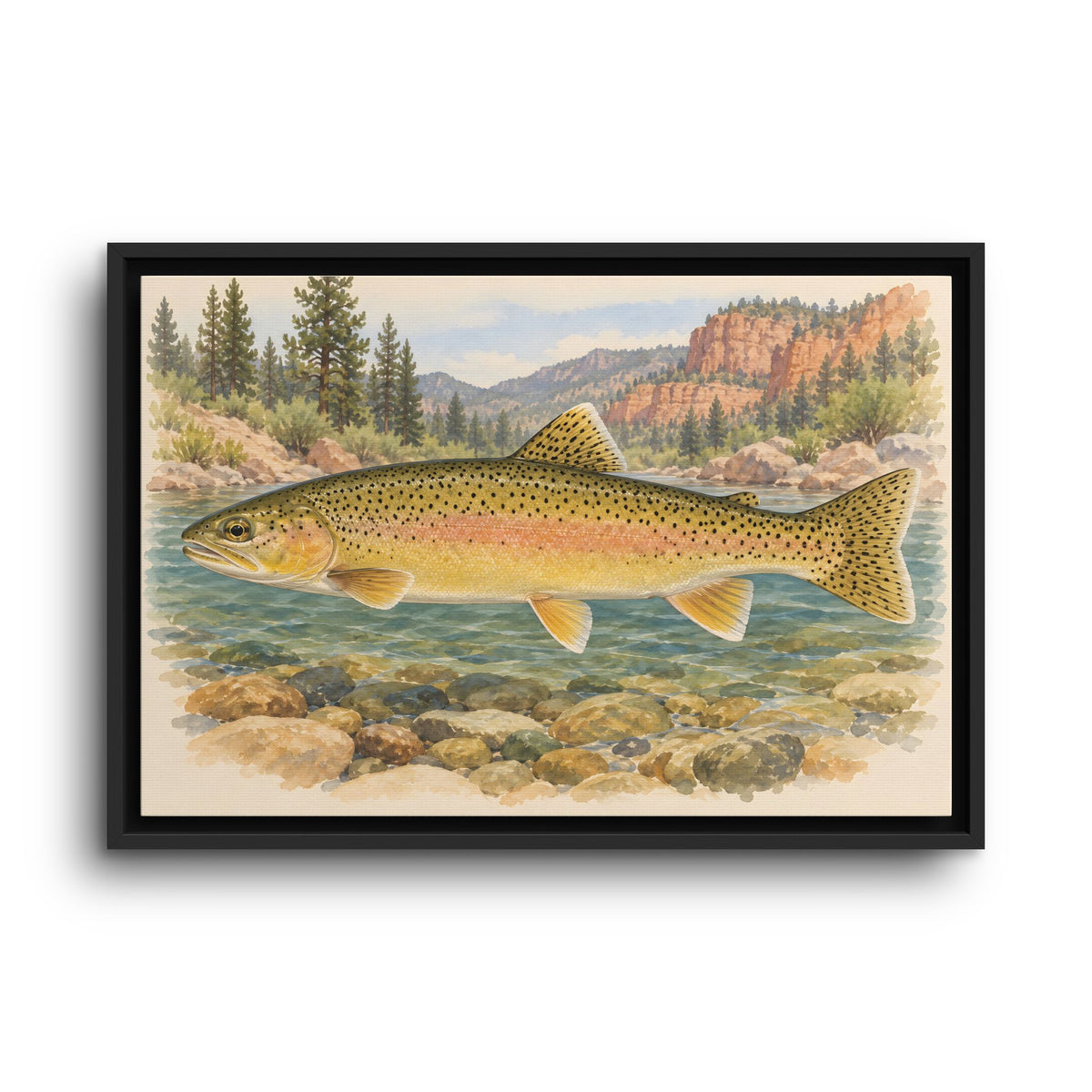 Gila Wilderness Watercolor Gila Trout framed canvas wall art, view 2
