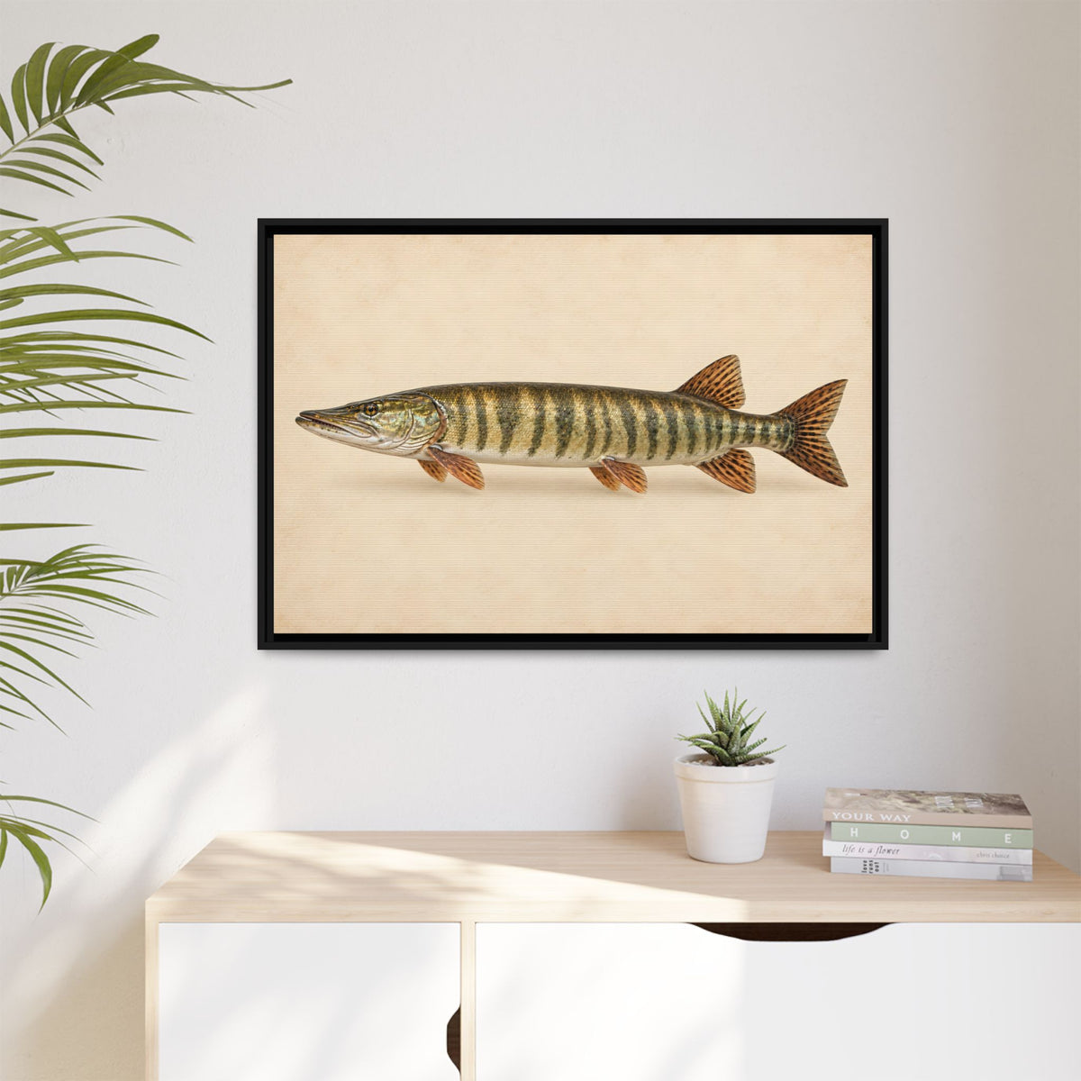 Muskellunge Field Study Framed Canvas wall art, view 5