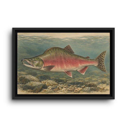 Riverbed Study Pink Salmon framed canvas wall art