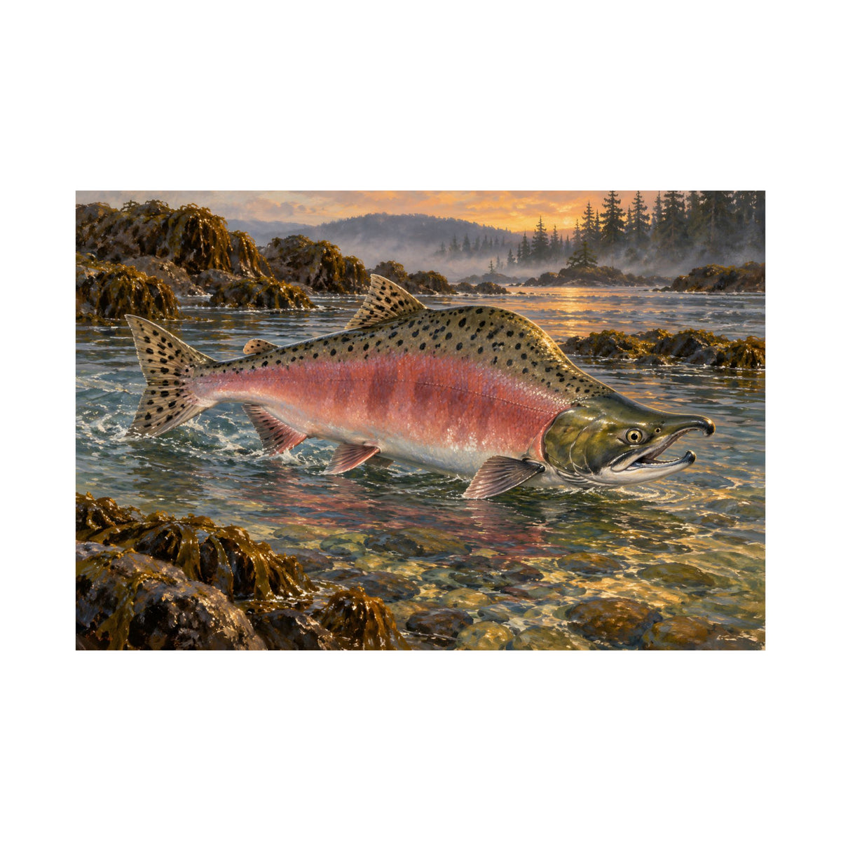 Alaskan Dusk Pink Salmon poster wall art, view 4