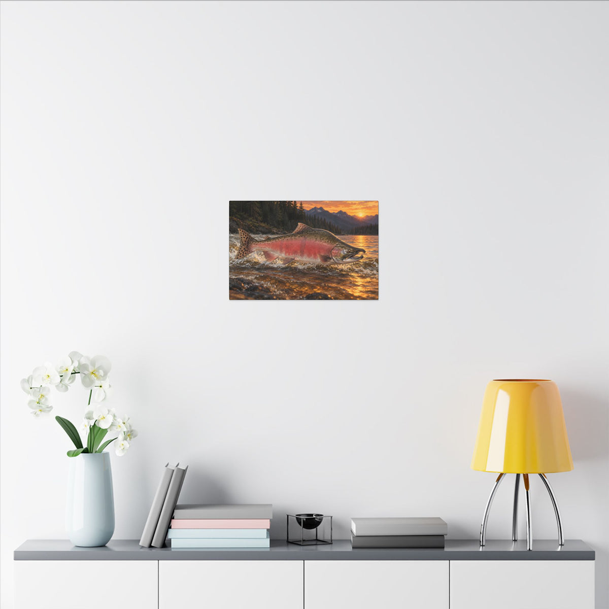 River Light Pink Salmon canvas wall art, view 6