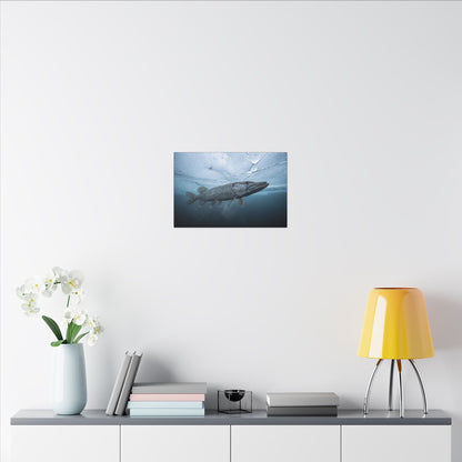 Ice-Out Strike Northern Pike canvas in a home office