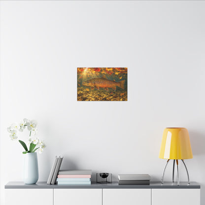 October Kype Brown Trout canvas in a home office