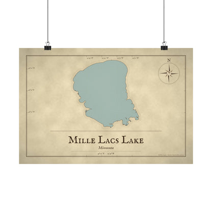 Mille Lacs Lake Vintage Map poster wall art, view 2