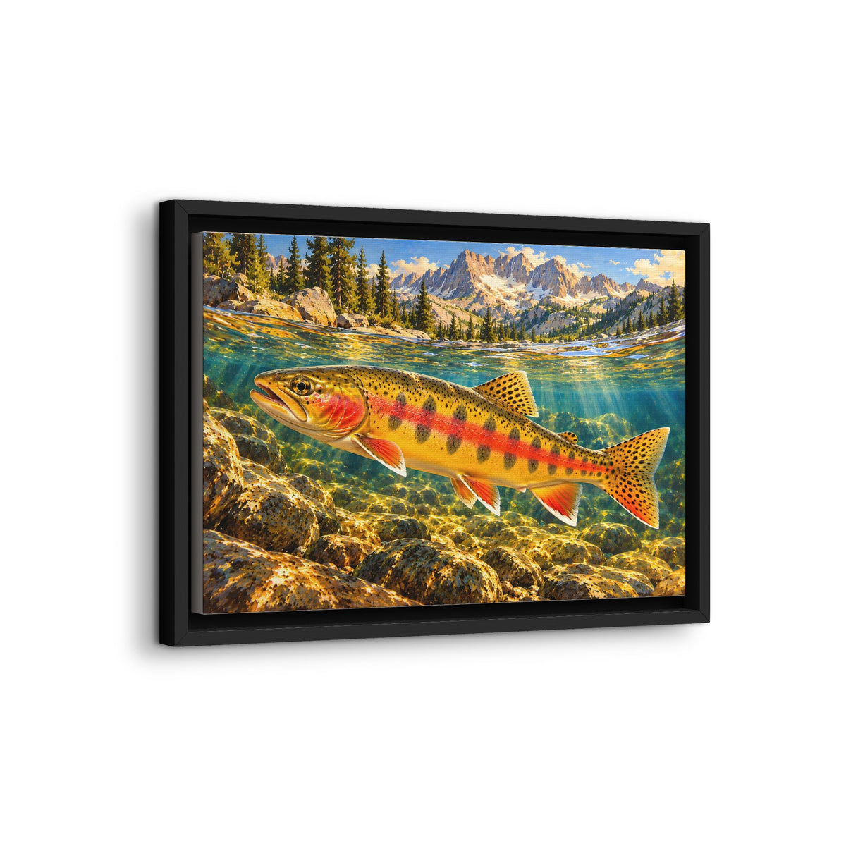 Beneath Alpine Peaks Golden Trout framed canvas wall art, view 4
