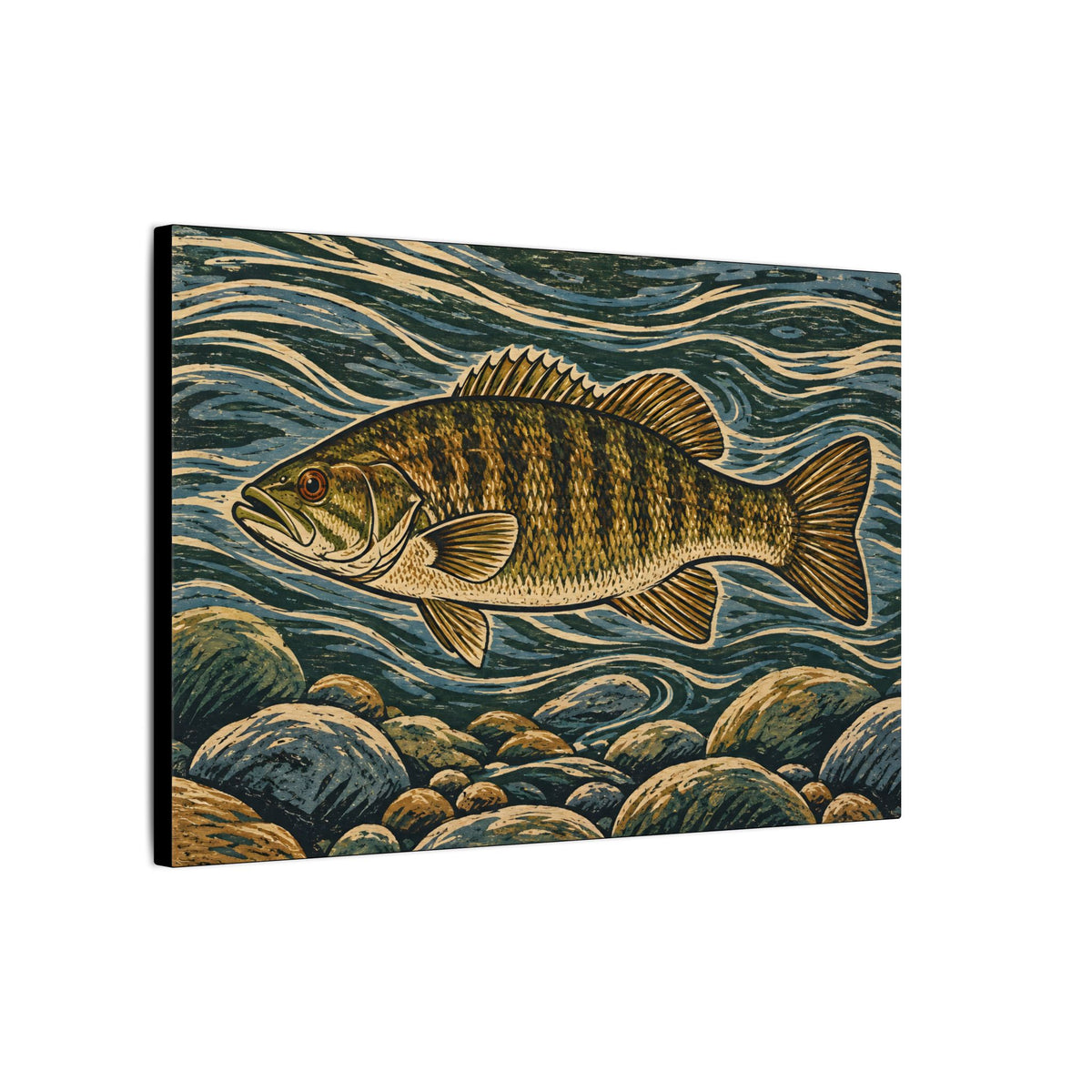 Woodcut River Smallmouth Canvas wall art, view 4