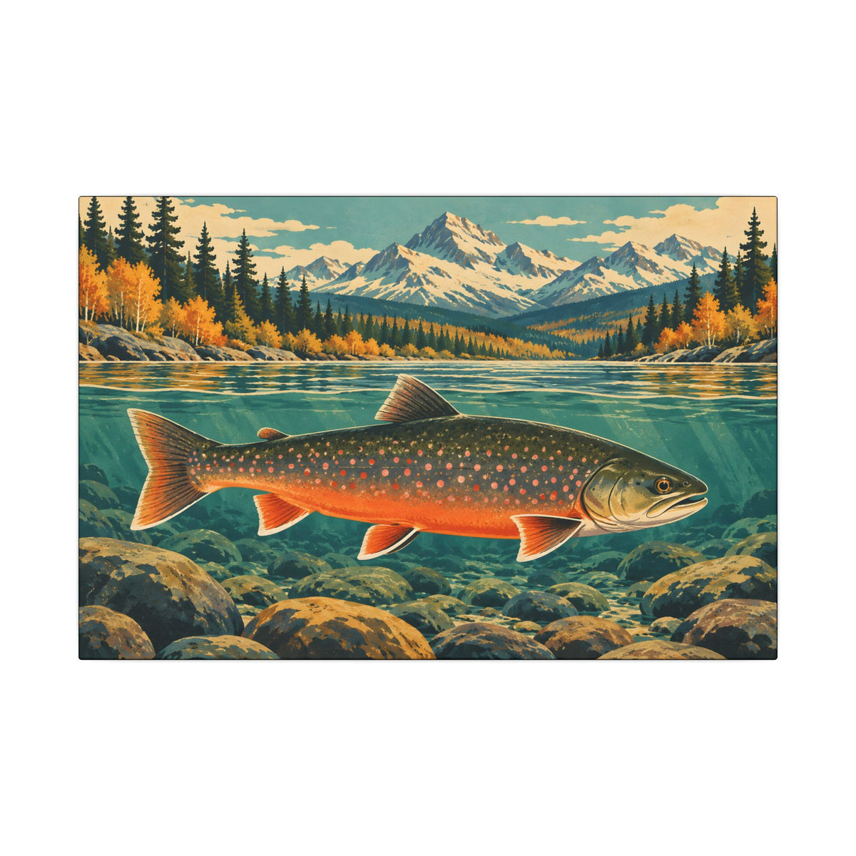 Beneath Autumn Mountains Dolly Varden canvas wall art