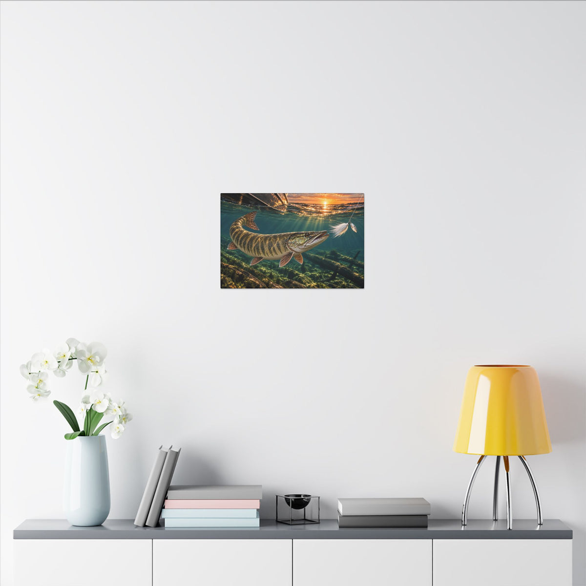 Figure-Eight Sunset Muskie Canvas wall art, view 6