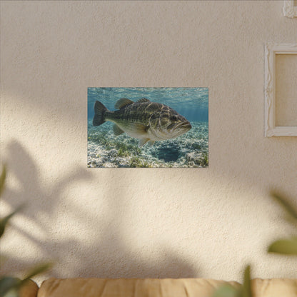 Crystal Spring Passage Largemouth Bass canvas hanging in a living room