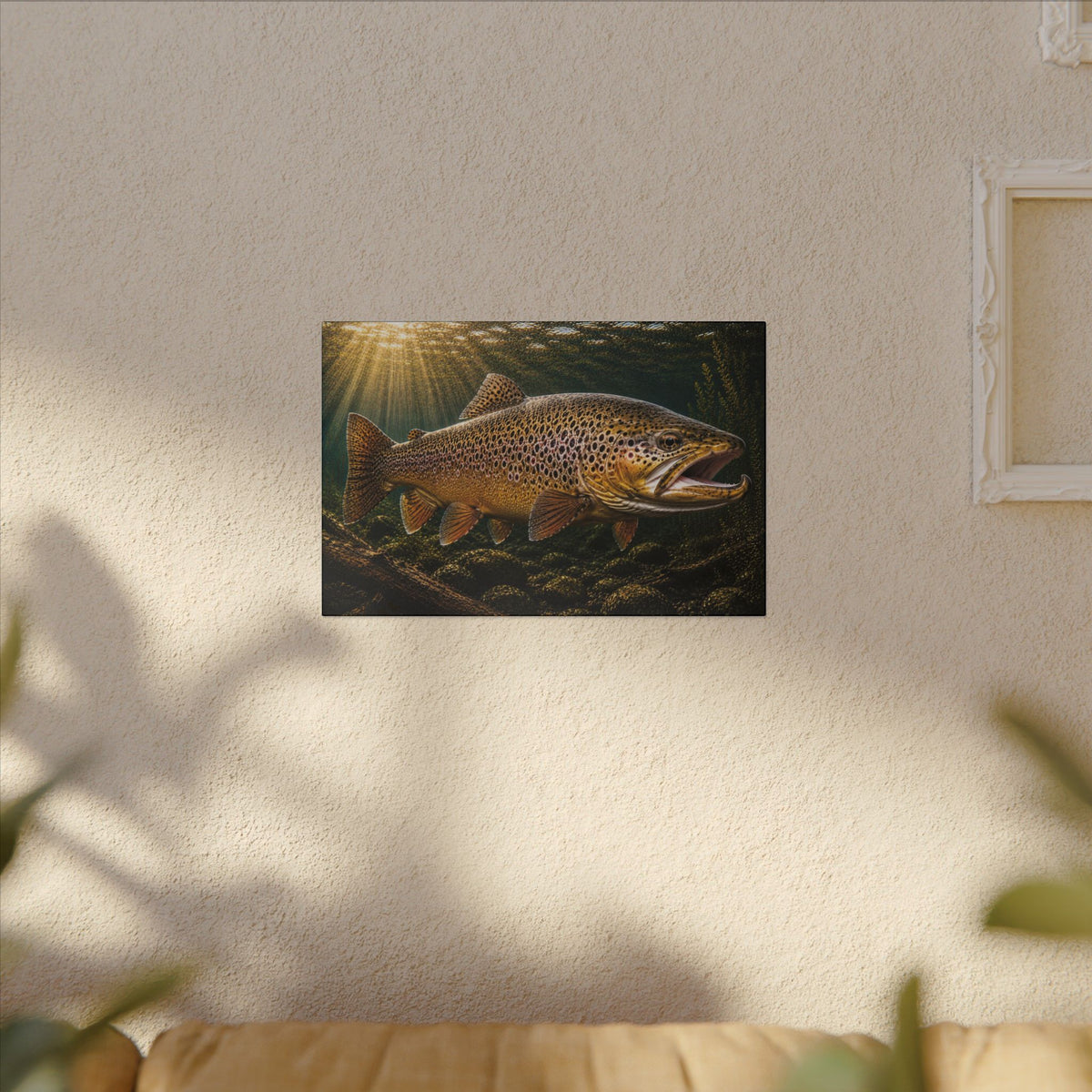Over the Rocks at Sunrise Brown Trout canvas wall art, view 5