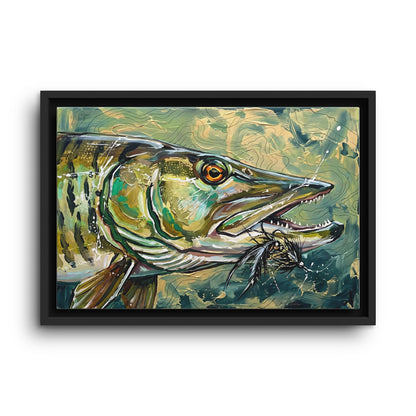 Legends Bold Close-Up Northwoods Muskie framed canvas wall art