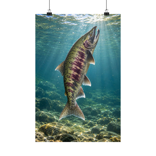 Rising Calico Chum Salmon vertical poster wall art, view 1
