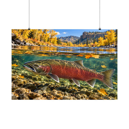 Clearwater Fall Coho Salmon poster wall art, 36x24 size view