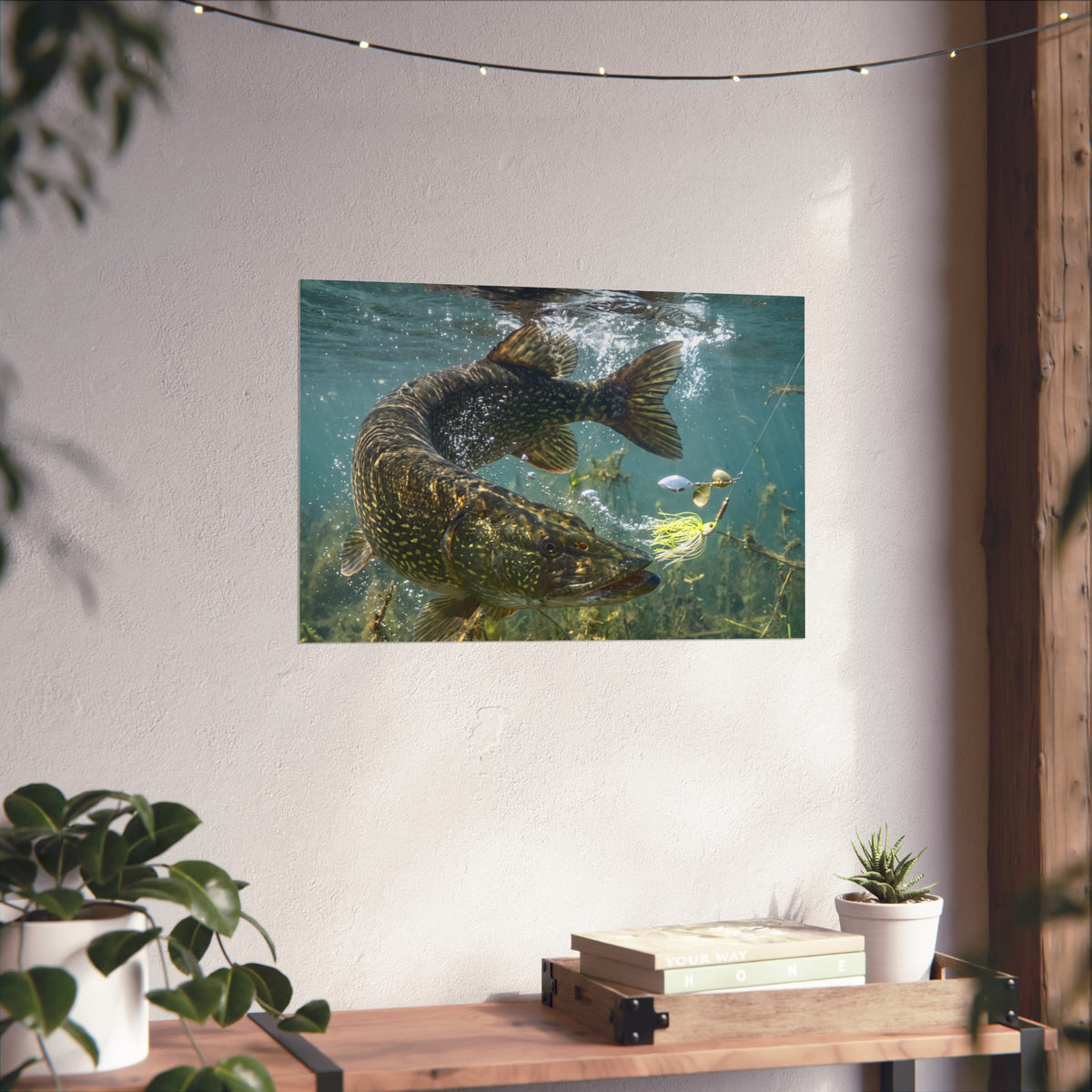 Northern Pike Turning Strike Fine Art Print — Museum-Quality Giclée for Anglers