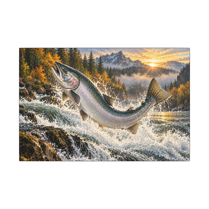 Sunrise Leap Coho Salmon canvas, 18x12 size view