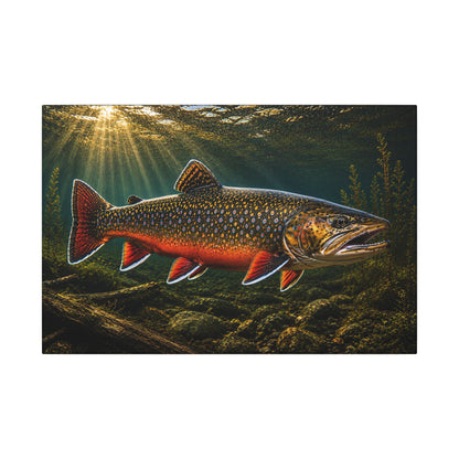 Swimming Upstream at Sundown Brook Trout canvas wall art, view 2