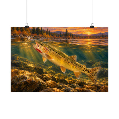 Red Throat at Dusk Cutthroat Trout poster wall art, 18x12 size view