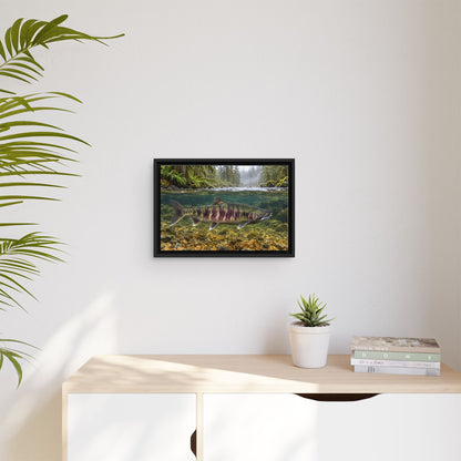 Rainforest River Chum Salmon framed canvas wall art, view 5