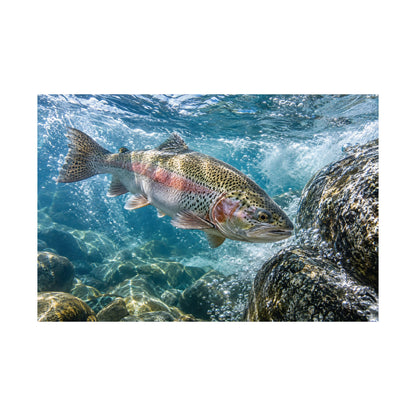 Granite Power – Rainbow Trout Fine Art Wall Poster poster, view 3