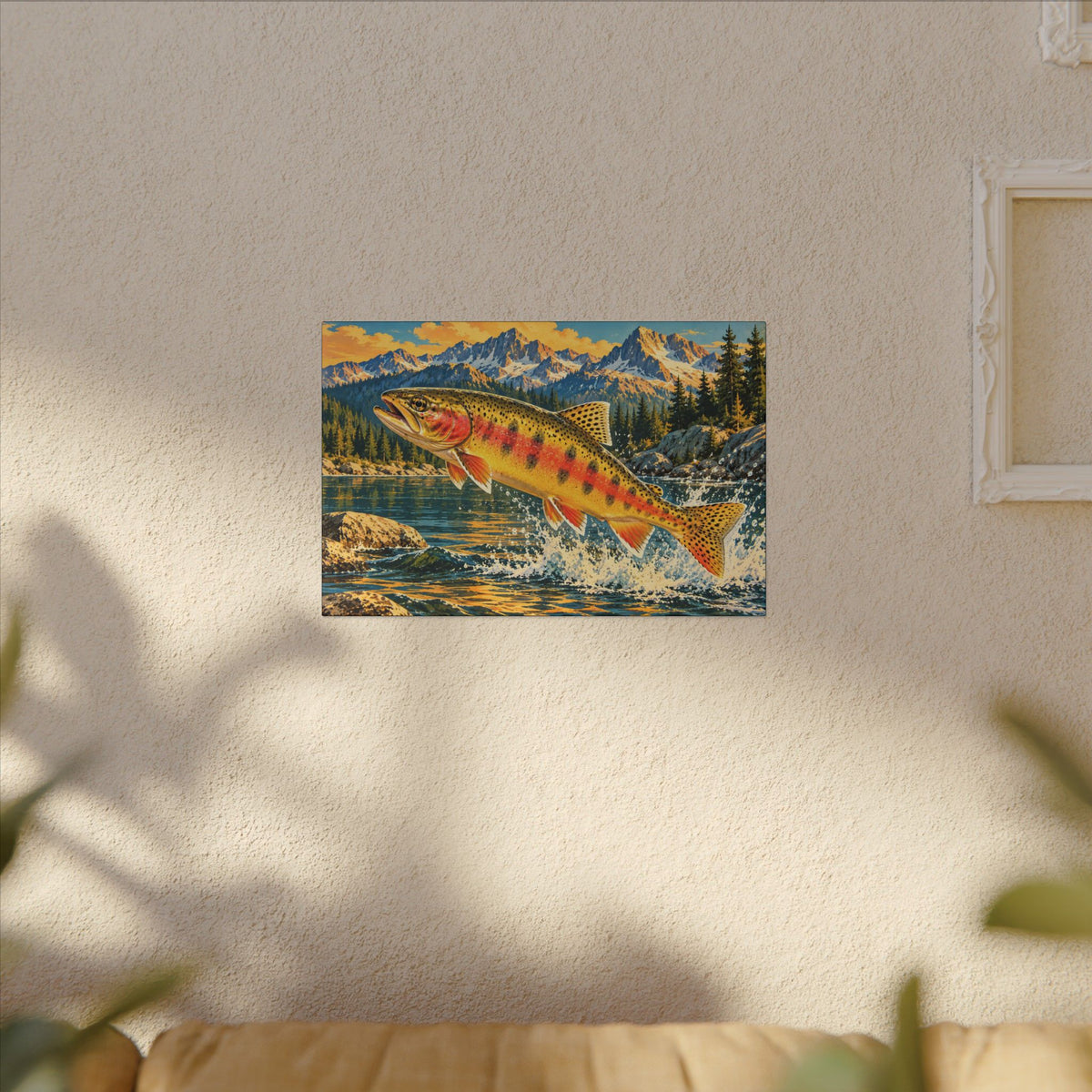 Leaping Through Alpine Waters Golden Trout canvas wall art, view 5