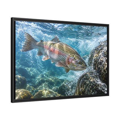Granite Power Rainbow Trout framed canvas wall art, view 4