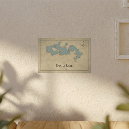 Devils Lake Vintage Map canvas wall art, view 5