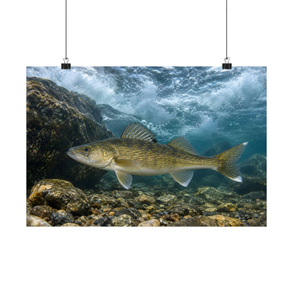 Tailwater Below the Dam Walleye poster wall art, 24x16 size view