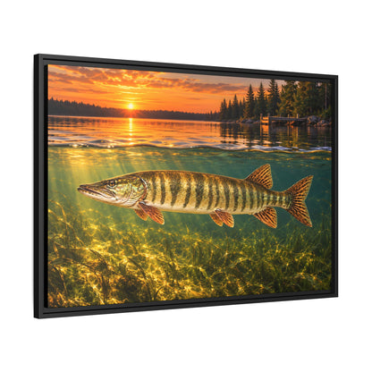 Northwoods Over-Under Muskie Framed Canvas wall art, view 4