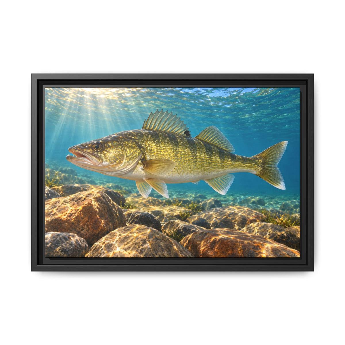 Golden Rock Reef Walleye framed canvas, 24x16 size view