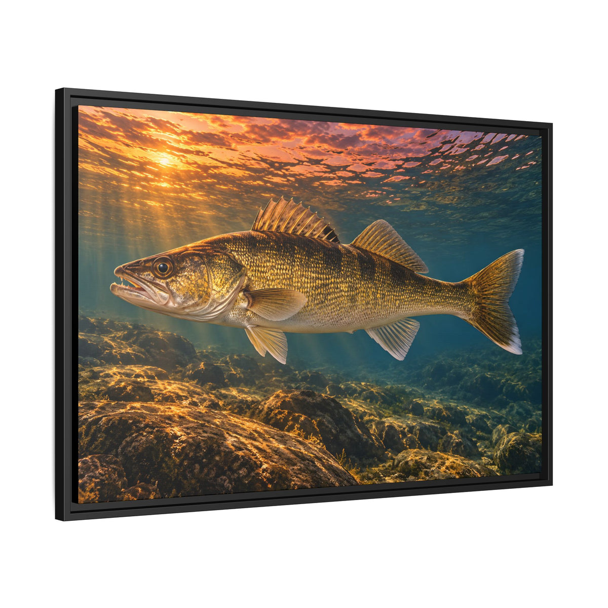 Last Light Walleye framed canvas side angle