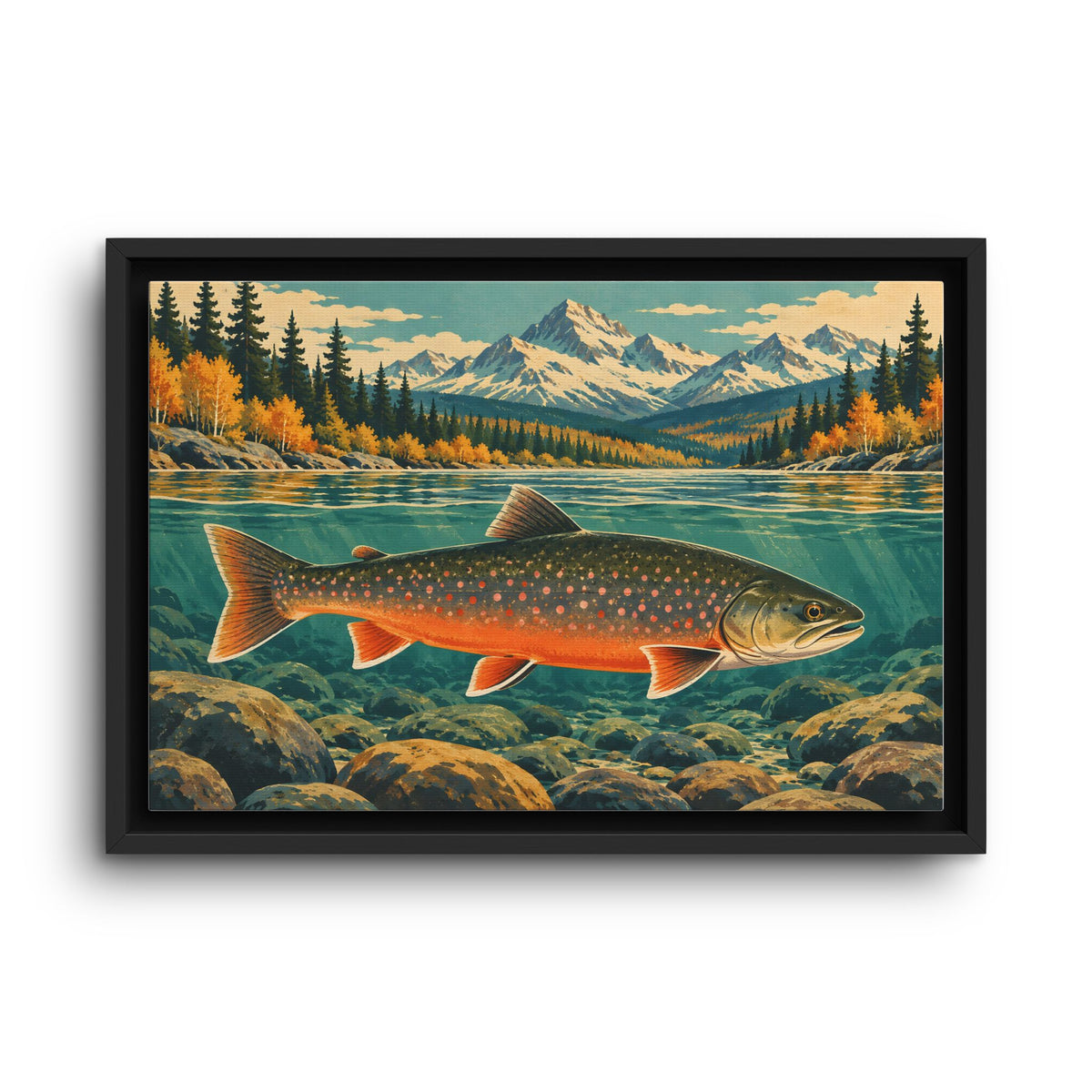 Beneath Autumn Mountains Dolly Varden framed canvas wall art