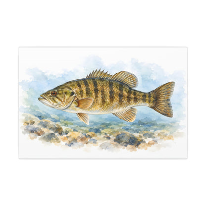 Watercolor Pebbles Smallmouth Canvas wall art, view 3