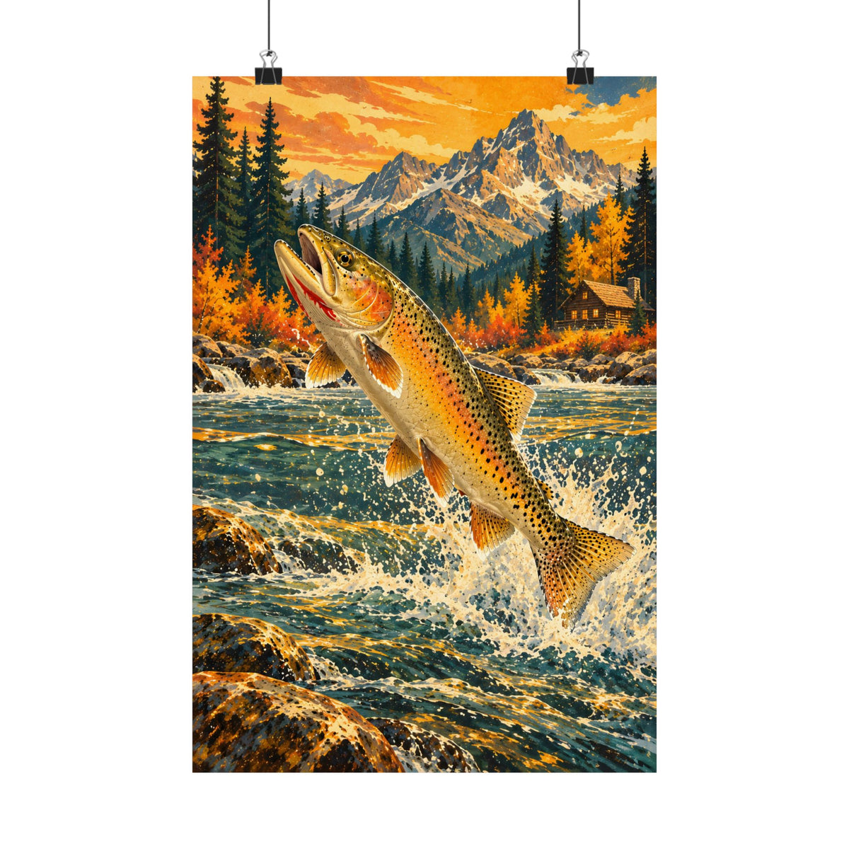 Idaho Wilderness Cutthroat Trout Vintage vertical poster wall art, 12x18 size view