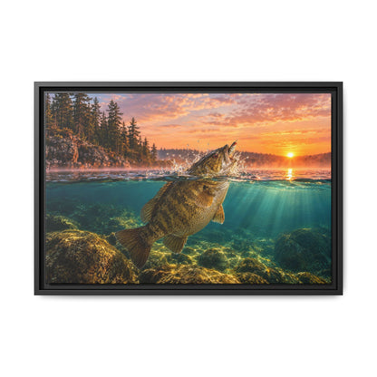 Topwater Dawn Smallmouth Framed Canvas, view 5
