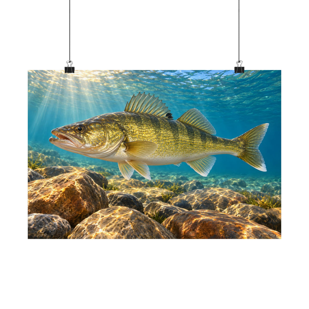 Golden Rock Reef Walleye poster wall art, 24x16 size view