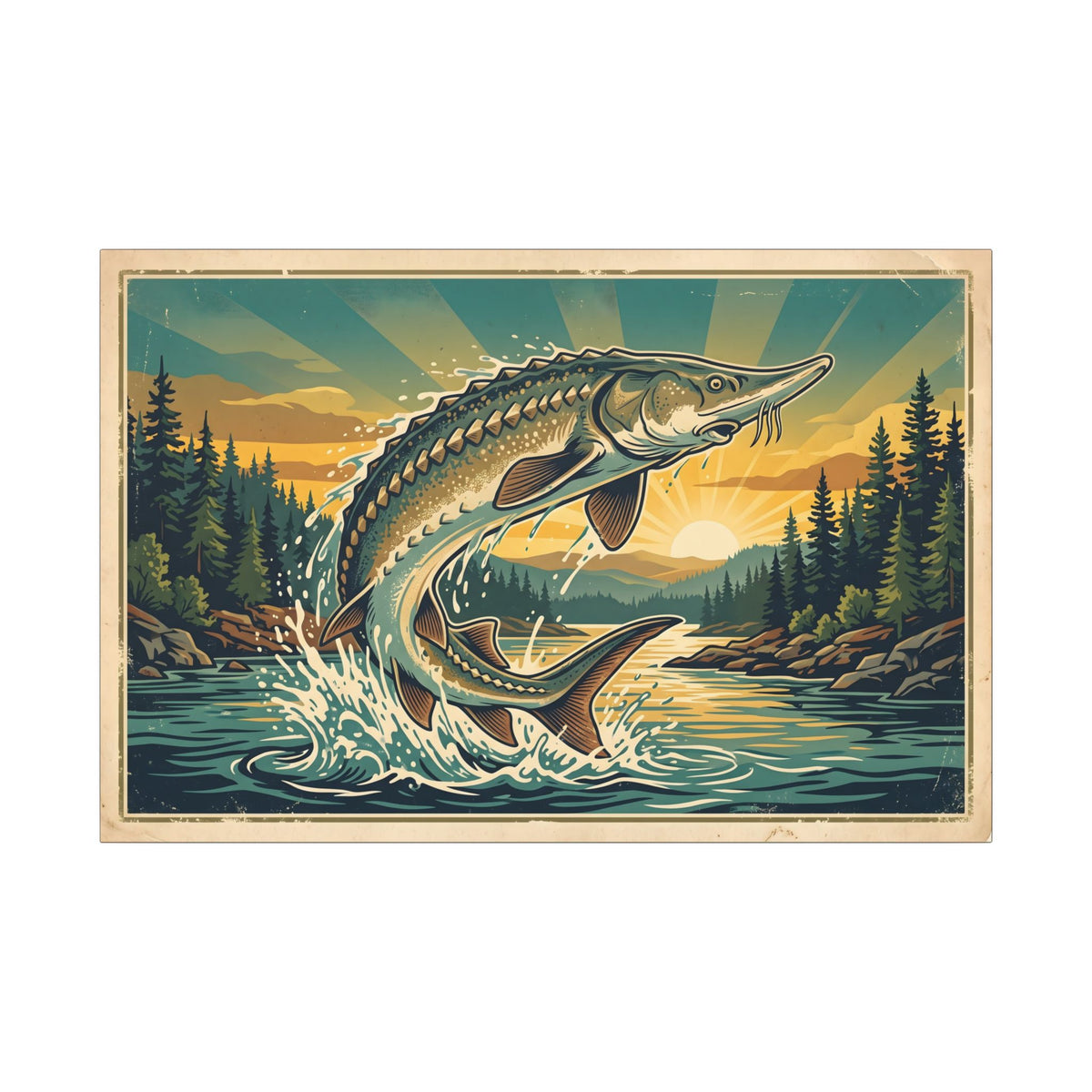 Sturgeon Sunrise Breach canvas wall art, view 3
