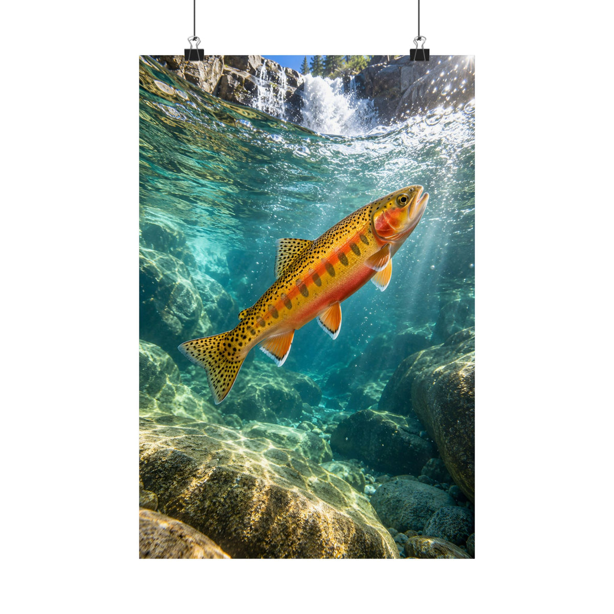 Rising Beneath Sierra Falls Golden Trout poster wall art