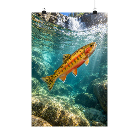 Rising Beneath Sierra Falls Golden Trout poster wall art