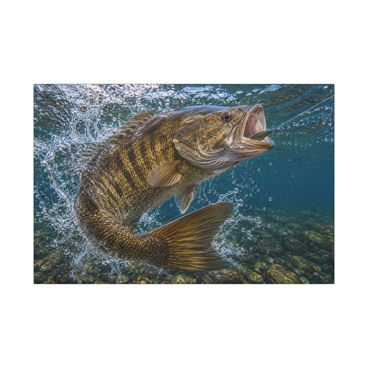 Boatside Fight Smallmouth Bass canvas wall art, view 3