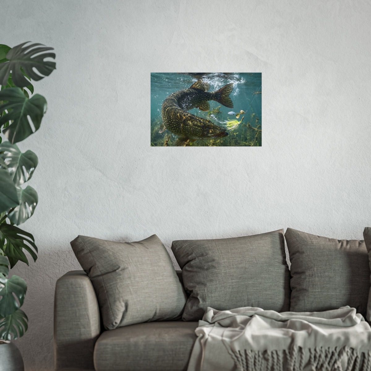 Northern Pike Turning Strike Fine Art Print — Museum-Quality Giclée for Anglers