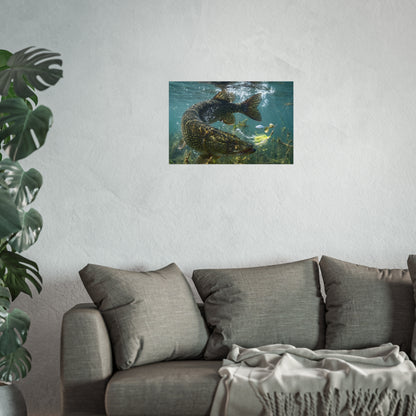 Northern Pike Turning Strike Fine Art Print — Museum-Quality Giclée for Anglers