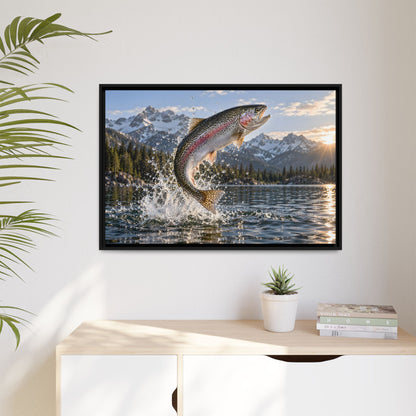 Alpine Thunder Rainbow Trout framed canvas wall art, view 5