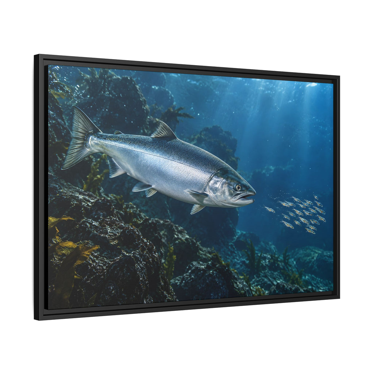 Autumn Glacier Run Atlantic Salmon framed canvas wall art, view 4