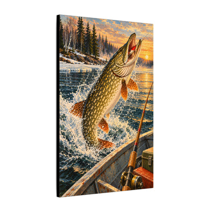 Northern Pike Strike by the Boat canvas wall art, view 4