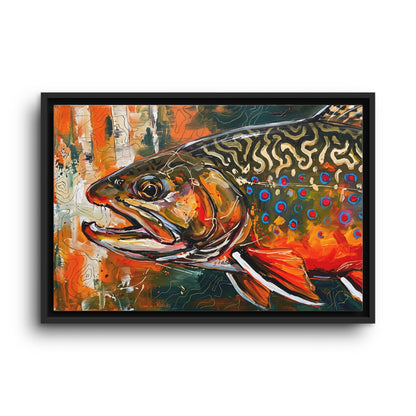 Legends Bold Close-Up Spawning Brook Trout framed canvas wall art, view 2