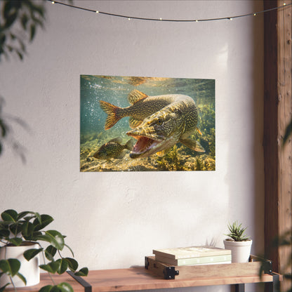 Northern Pike Crappie Chase Fine Art Print — Museum-Quality Giclée for Anglers