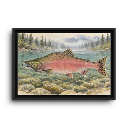 Spawning Creek Pink Salmon framed canvas wall art