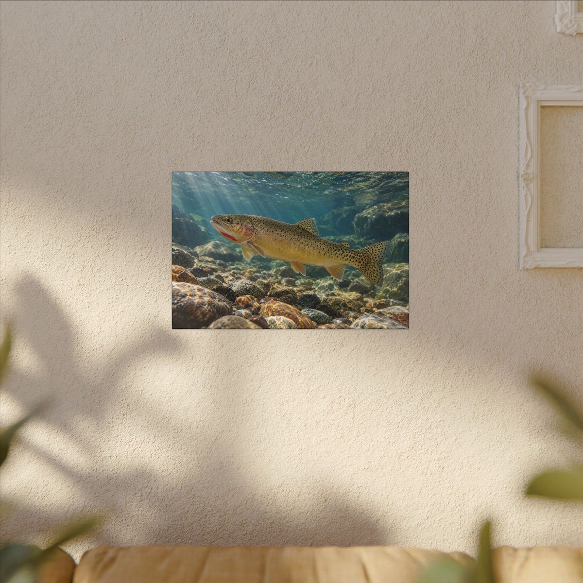 Westslope Riffle Cutthroat Trout canvas hanging in a living room